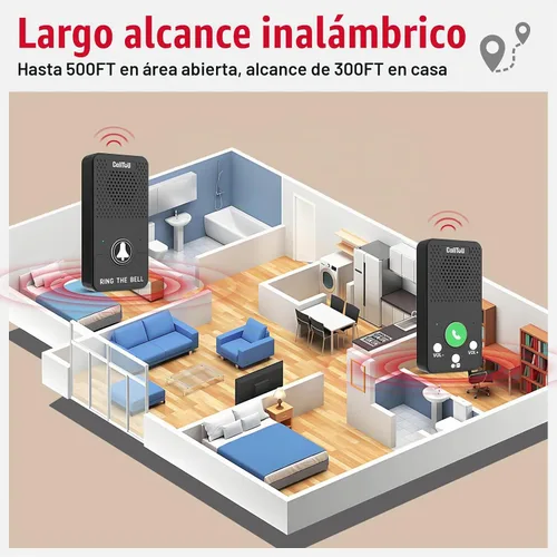 Vista 6 de CallToU Intercomunicadores dúplex completos inalámbricos para el hogar para personas mayores y cuidadores - 500 pies de largo alcance, sin tarifa