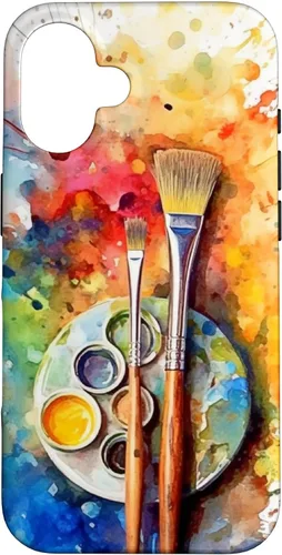 Vista 32 de Watercolor Paints Paleta y pincel pintor artista caso para iPhone 17