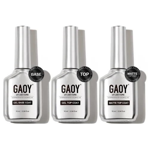 Vista 18 de GAOY 16ml 4 Piezas Juego de Capa Superior de Gel Brillante y Capa Base, Sin Limpieza, Combinación para Esmalte de Uñas con Curación UV