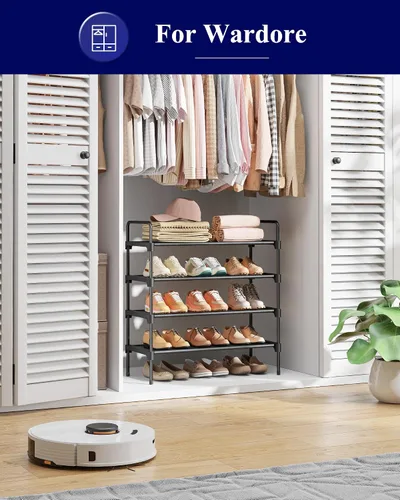 Vista 2 de Kitsure Zapatero para armario, organizador de zapatos para entrada de puerta delantera, estante apilable para zapatos, organizadores de armario Negro