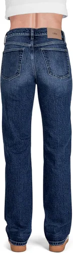 Vista 3 de Pantalones clásicos de mezclilla de tiro medio y corte recto para mujer