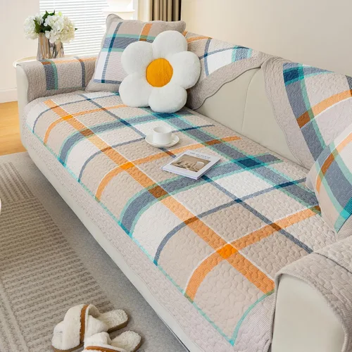 Vista 67 de vctops - Funda de sofá de Navidad a cuadros Buffalo Check de algodón, fundas de sofá seccional acolchadas de patchwork, funda de sofá antideslizante