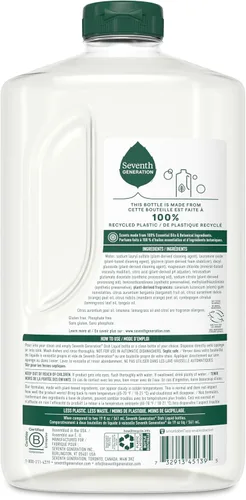 Vista 2 de Seventh Generation - Recarga de lavado de manos y platos, Hierba de limón y clementina, paquete de 3 x 50 onzas