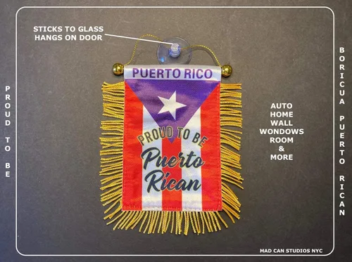 Vista 4 de Banderas de Puerto Rico para accesorios de coches pegatinas pegatinas Puerto Rico de calidad hecha banderas para autos pequeña mini Banner colgante