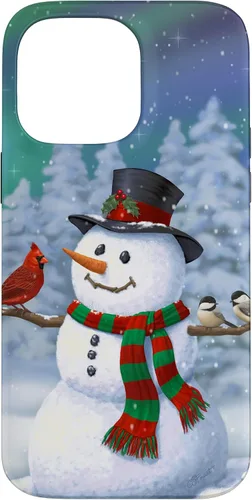 Vista 29 de Funda para iPhone 17 con diseño de muñeco de nieve y pájaros en invierno