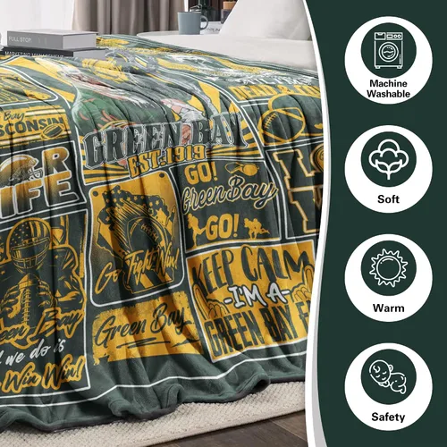 Vista 7 de Manta de fútbol para fanáticos, regalos para hombres, mujeres y niños, manta de 50 x 40 pulgadas, manta deportiva de estilo de fútbol, cómoda