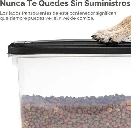 Vista 6 de IRIS USA Contenedor hermético de almacenamiento de comida para perros combinado de 30 libras y 11 libras, caja apilable para premios, cuchara de 2