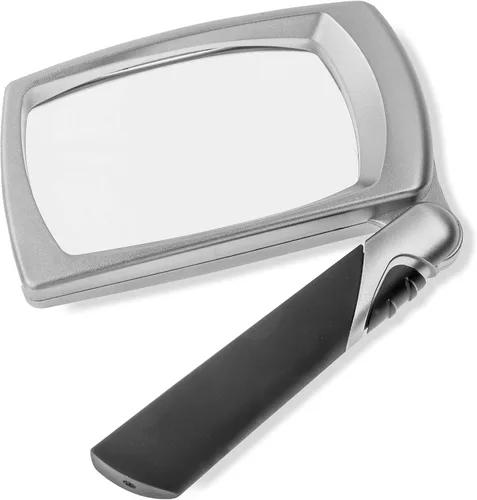 Vista 3 de Carson Lupa rectangular con luz LED 2.5X con mango plegable plegable (MJ-30)