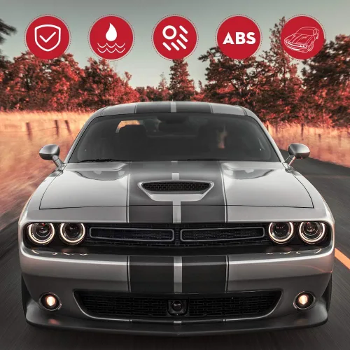 Vista 2 de JeCar Insertos de Parrilla ABS Kit de Embellecedores de Cubierta de Parrilla Accesorios Exteriores Compatibles con Dodge Challenger 2015-2023