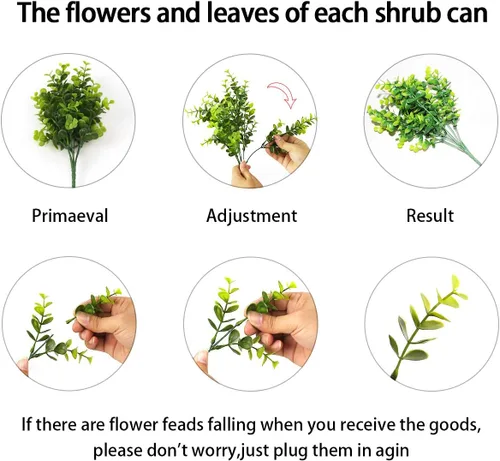 Vista 6 de Flores artificiales para exteriores, 8 paquetes de flores falsas resistentes a los rayos UV, flores sintéticas de plástico para exteriores, plantas
