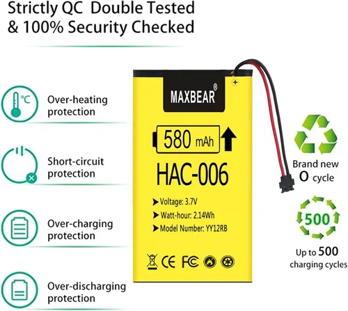 Vista 2 de MAXBEAR HAC-006 Battery, (Upgraded) 580mAh Replacement Battery for Nintendo HAC-015 HAC-016 HAC-A-JCL-C0 HAC-A-JCR-C0 Nintendo Switch Controller