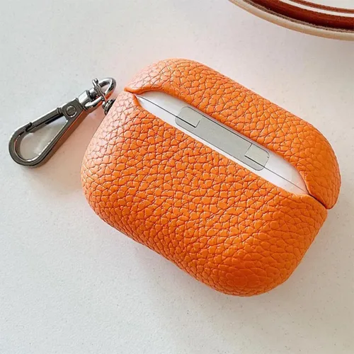 Vista 4 de Funda personalizada con nombre para AirPods Pro, añade tus propias iniciales personalizadas, monograma, funda de lujo de cuero vegano para Air Pods