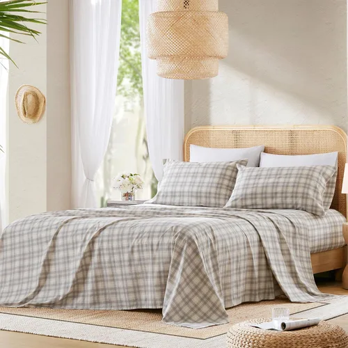 Vista 53 de Comfort Spaces Sábanas 100% Algodón Twin XL, Transpirables, Naturalmente Frescas, Sábanas de Algodón Suave con Bolsillo Elástico de 14 Pulgadas que