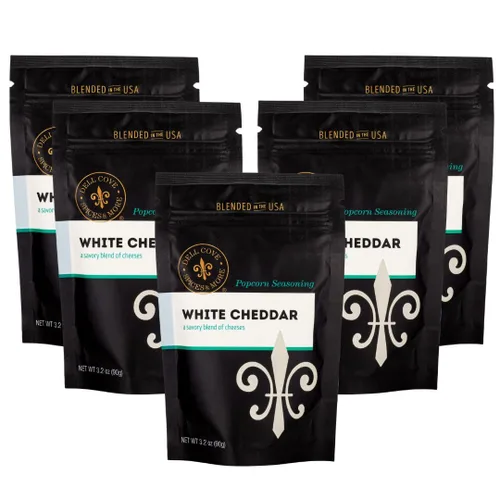 Vista 7 de Condimento para palomitas de maíz cheddar blanco, sin OMG y sin gluten, vegetariano, palomitas gourmet reales, condimento de palomitas de maíz bajas