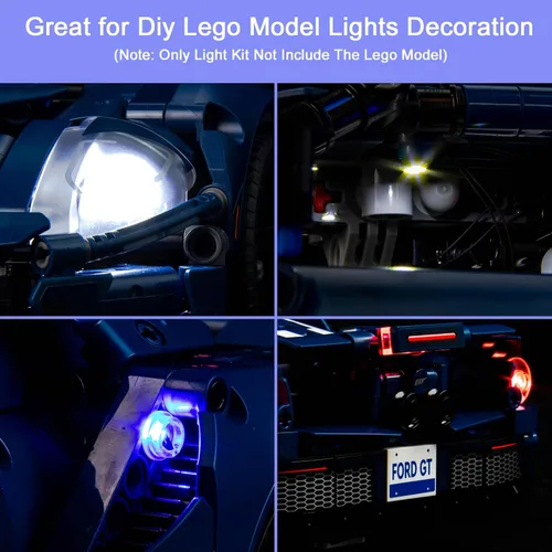 Vista 2 de Kit de luces mejorado compatible con el modelo de auto Lego Technic Ford GT 2022 42154, decoración de luces compatible con 42154 (modelo no incluido)