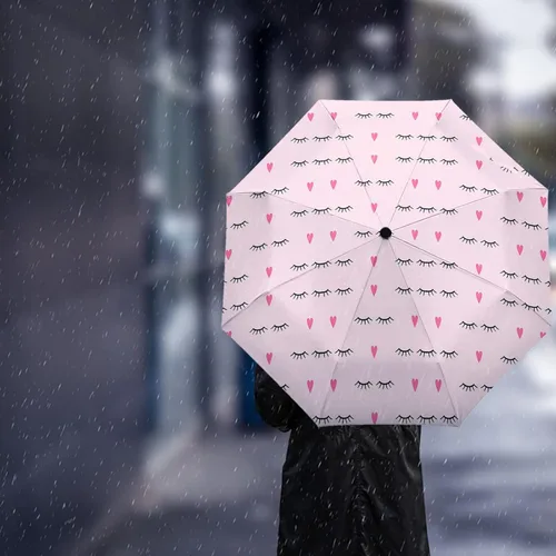 Vista 3 de DHDM Paraguas automático para lluvia y sol, paraguas plegable con estampado de sombrilla de playa para hombre y mujer