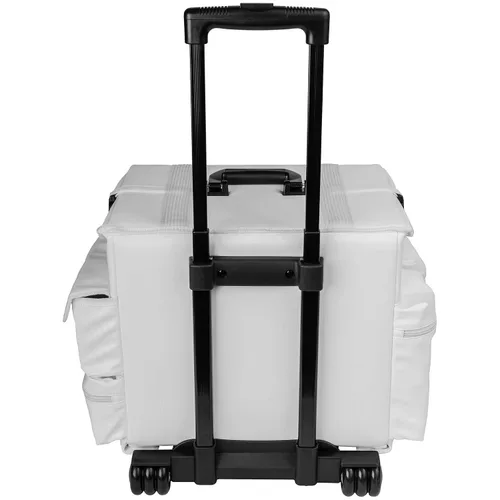 Vista 8 de Estuche de maquillaje blando con carrito SHANY Cosmetics, 2 compartimientos, color negro con 3 bolsas organizadoras de malla de regalo