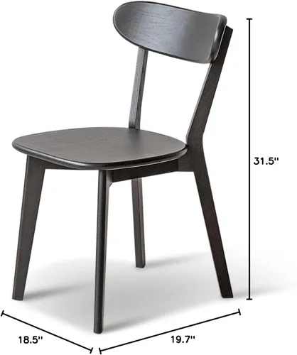 Vista 3 de Silla de comedor de roble macizo para cocina (1, negro) Contoured seat for comfort. Non-slip feet, sturdy wood. Quick assembly. For dining