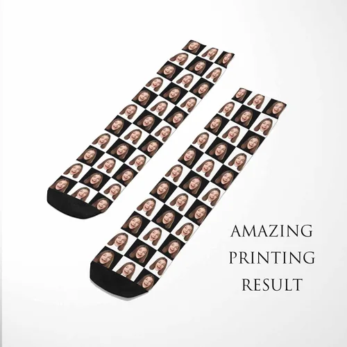Vista 5 de Artsadd Calcetines personalizados con imagen, calcetines personalizados con foto de perro y gato, regalos divertidos unisex personalizados