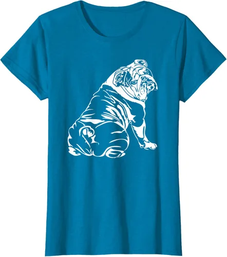 Vista 105 de Gracioso Bulldog Inglés playera perro Hund playera regalo, Azul (Heather blue)