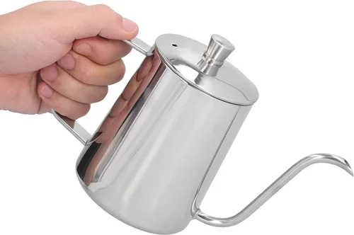 Vista 8 de Hervidor de café de acero inoxidable 304 de 20.3 fl oz vierte sobre la olla de café para el hogar cocina cafetera jarras
