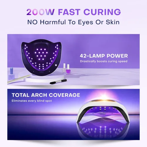 Vista 6 de Gugusure Lámpara de uñas UV mejorada. Secador de uñas para esmalte de gel con sensor automático y 4 ajustes de temporizador (blanco brillante)