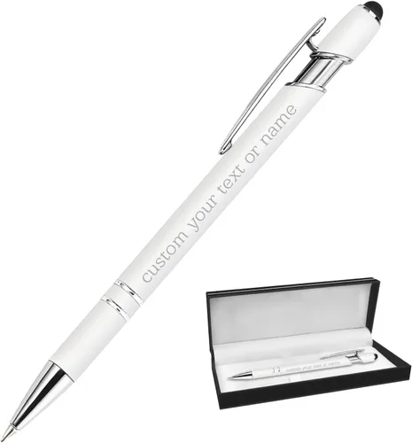 Vista 24 de Bolígrafos personalizados con nombre a granel, juego de bolígrafos personalizados, lápiz capacitivo grabado, logotipo, texto, regalo para negocios