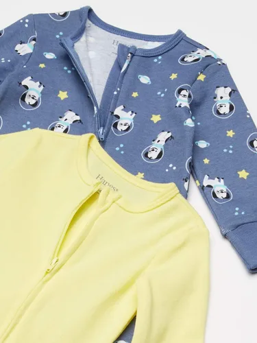 Vista 2 de Hanes Paquete de 2 trajes de dormir y jugar con cremallera para bebés y niños, Amarillo