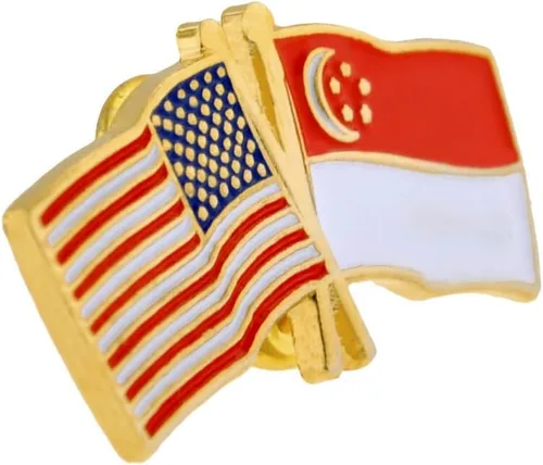 Vista 150 de PinMart Pin de solapa esmaltado con bandera de la amistad cruzada de Estados Unidos y el mundo