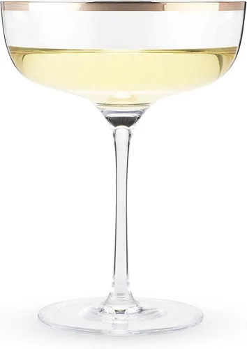 Vista 4 de Twine Copas de cóctel de cristal con borde de cobre, perfectas para Martini, champán, cosmopolitan, Manhattan, accesorios de bar en casa, 10 onzas