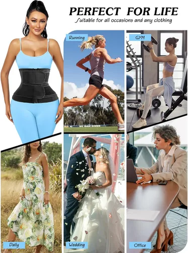 Vista 6 de Atbuty Entrenadores de cintura de torso corto para mujer, corsé debajo del busto, de látex, faja deportiva de reloj de arena