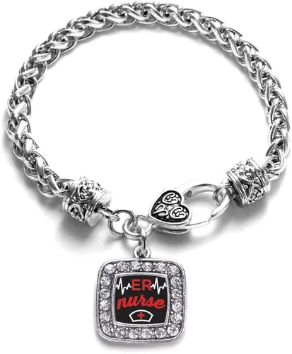 Vista 104 de Pulsera de dijes cuadrados de plata con joyería de circonita cúbica