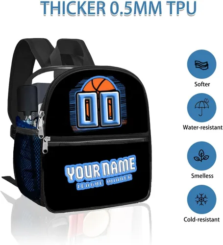 Vista 4 de Mochila transparente personalizada para niños y niños, 12 x 6 x 12 pulgadas, aprobada por el estadio, pequeña bolsa transparente de baloncesto, apta