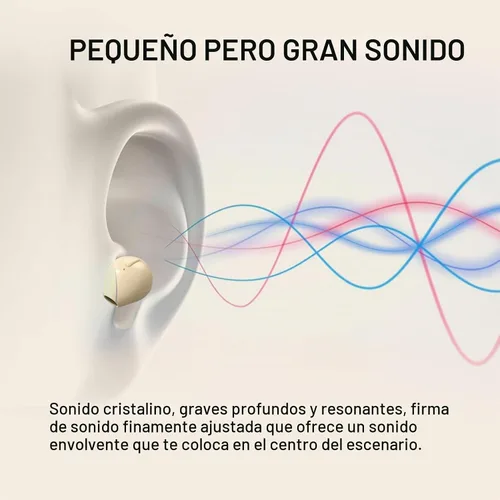 Vista 5 de Loluka Pequeño auricular inalámbrico invisible Bluetooth - Mini auricular discreto para trabajar con micrófono Café