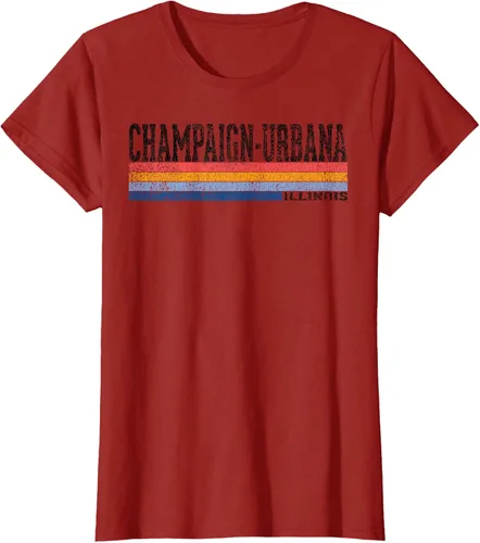 Vista 80 de clásico 1980s estilo champaign-urbana Illinois T Shirt, hombre 2XL, Blanco