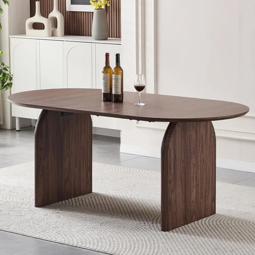 Vista 11 de Mesa de comedor extensible de 78.74 pulgadas para 6, 8 y 10, moderna mesa de cocina expandible de granja con pedestal de doble columna, mesa