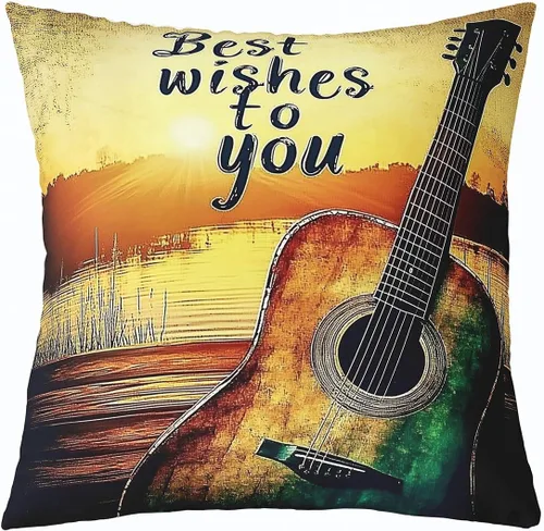 Vista 36 de Castle Fairy Cowboy Boots Throw Pillow Cover 16"x16" Bohemia Musical Guitar Pillowcase Western Rustic Cowgirl Reversible Print Cushion Cover Music