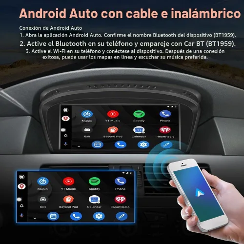 Vista 5 de Radio de coche Linux de 8.8 pulgadas para BMW E60 E61 E63 E64 E90 E91 E92 CCC 2004-2008 3/5 Series Stereo Wireless CarPlay Android Auto Display