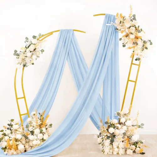 Vista 4 de Socomi Tela para Arco de Boda 1 Panel 29" x 19 Pies Gasa Chifón Transparente Azul Bebé Cortinas 6 Yardas para Ceremonia de Boda Decoración de Fiesta