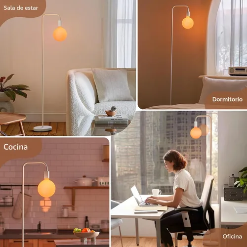 Vista 6 de ONEWISH Lámpara de pie para sala de estar, lámpara de pie minimalista con bombilla LED moderna, vidrio blanco esmerilado de 6 pulgadas, 1800 K