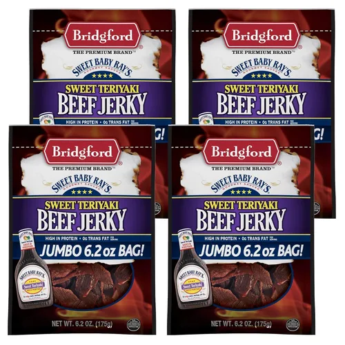 Vista 14 de Bridgford Sweet Baby Ray's Beef Jerky Sweet N Spicy 6.2 onzas, paquete de 3 – Cecina de res dulce y picante alta en proteínas para tu preferencia