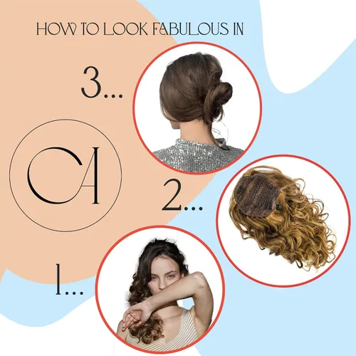 Vista 6 de CAISHA Extensiones de cola de caballo de 18 pulgadas, voluminosas, onduladas, marrón ceniza, mezcla de rubio claro PH35