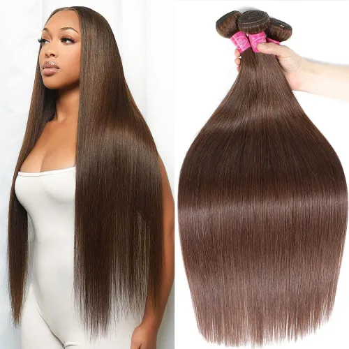 Vista 15 de YISEA Paquetes de cabello humano liso con cierre de encaje (12 14 16+10 cierre) Paquetes de cabello humano 3 con cierre de encaje 4x4 100%