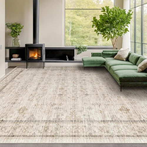 Vista 254 de Hazo Haus – Alfombra pequeña para entrada, cocina o baño, antideslizante con base de goma, resistente a las manchas y a la decoloración, diseño
