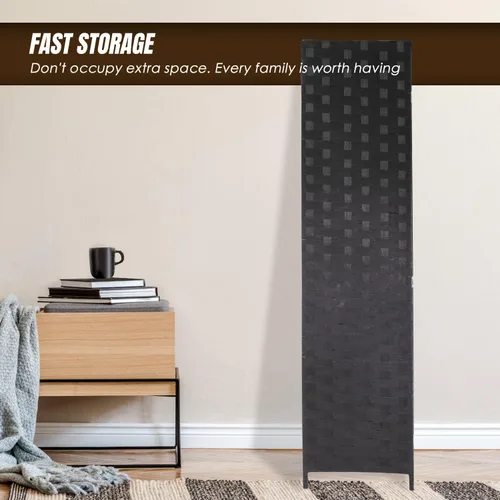Vista 4 de PayLessHere Divisor de ambientes de malla de madera de 6 pies, tejido a mano, pantalla de división portátil plegable para interiores de 4 paneles