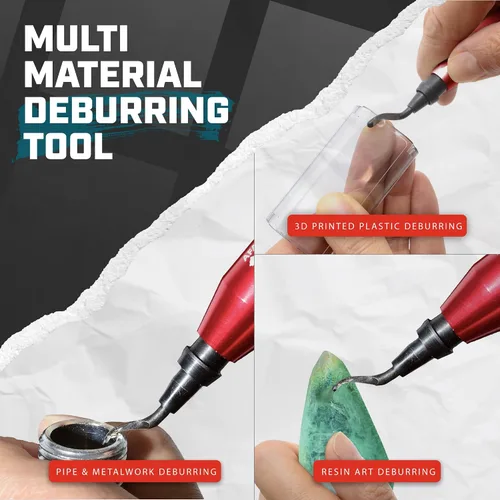 Vista 11 de AFA Tooling - Herramienta de desbarbado con 11 cuchillas HSS M2 - Mango de aluminio micropulido y anodizado con agarre moleteado de diamante - Ideal