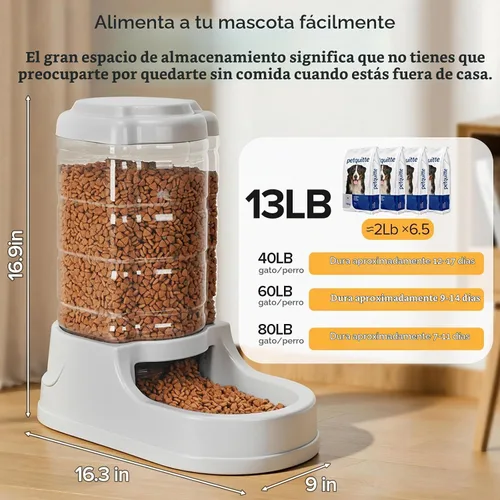 Vista 2 de Kenond Alimentador grande del perro de la gravedad 9.5L, dispensador