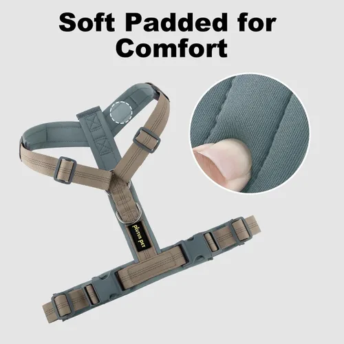 Vista 3 de Arnés para perro Plutus Pet sin tirón, arnés ajustable de nylon con acolchado suave, arnés para perro reflectante y resistente para perros pequeños