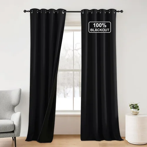 Vista 60 de NICETOWN Cortinas 100% Opacas Cortas de 36 Pulgadas de Largo para Dormitorio, Privacidad Aislamiento Térmico con Ojales Cortinas de Ventana