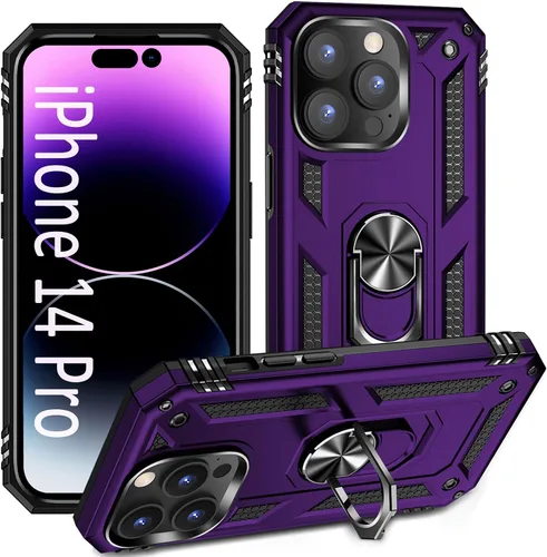 Vista 35 de ADDIT i Phone 14 Pro - Funda para iPhone 14 Pro, con anillo de soporte, soporte ajustable, grado militar, protección resistente, a prueba de golpes